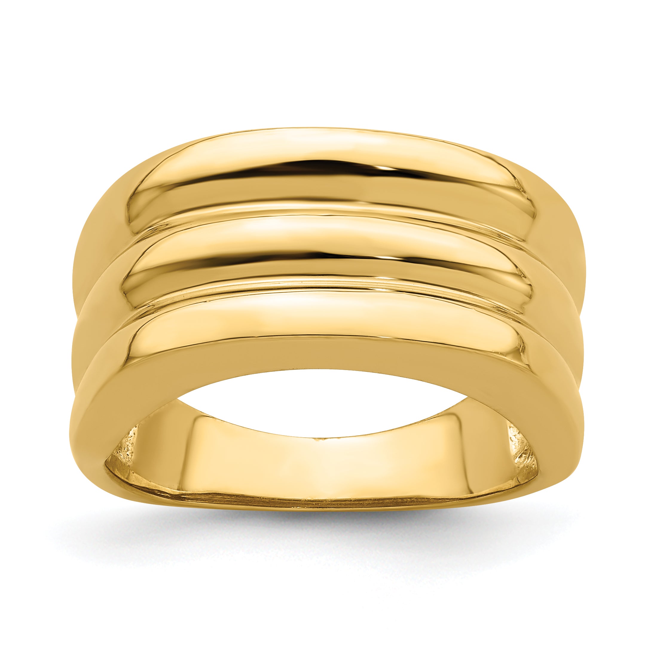 14k Polished Triple Ridge Dome Ring Main image
