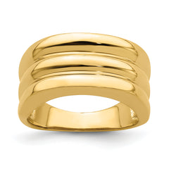 14k Polished Triple Ridge Dome Ring