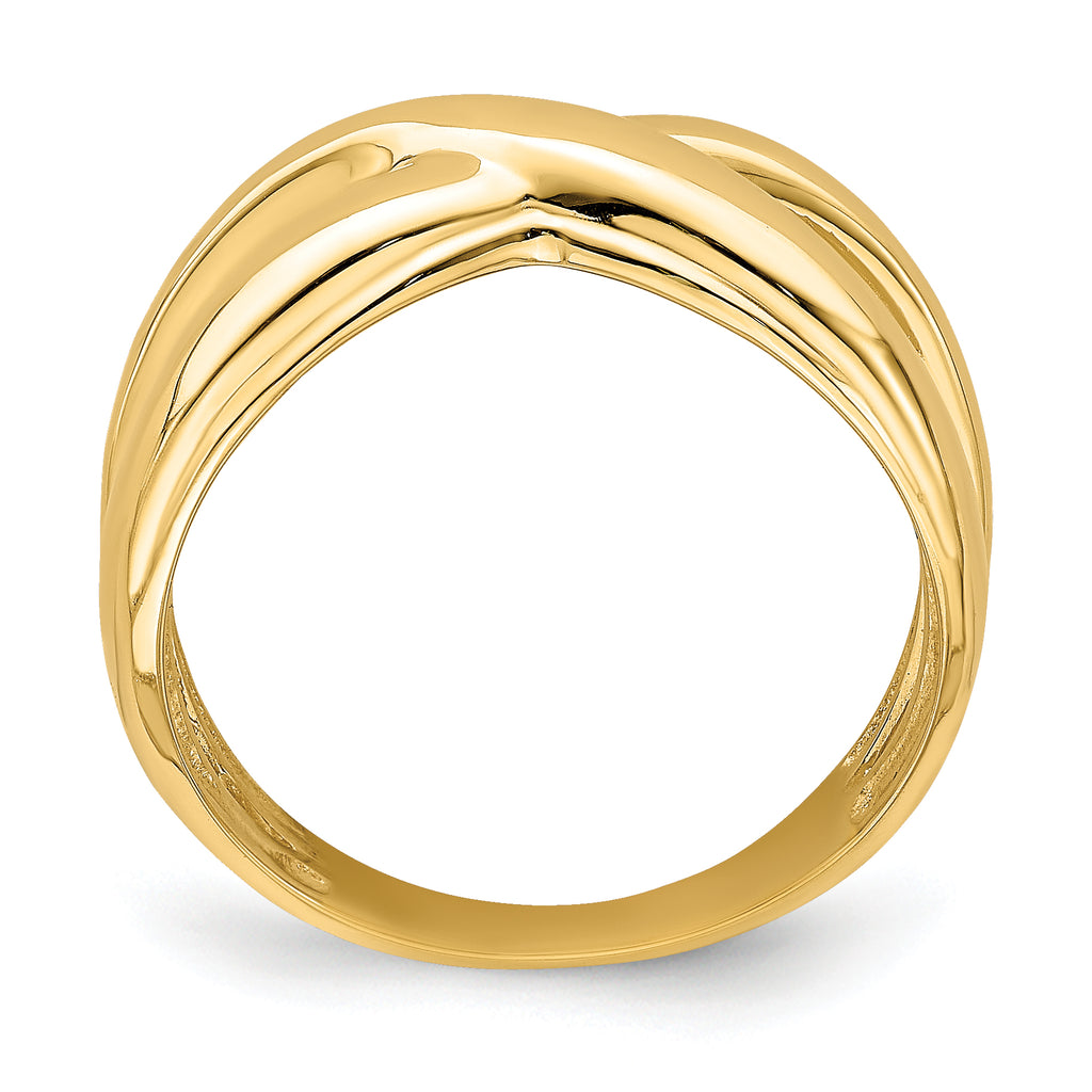 14K Polished w/ Cut Out Sides  X  Dome Ring