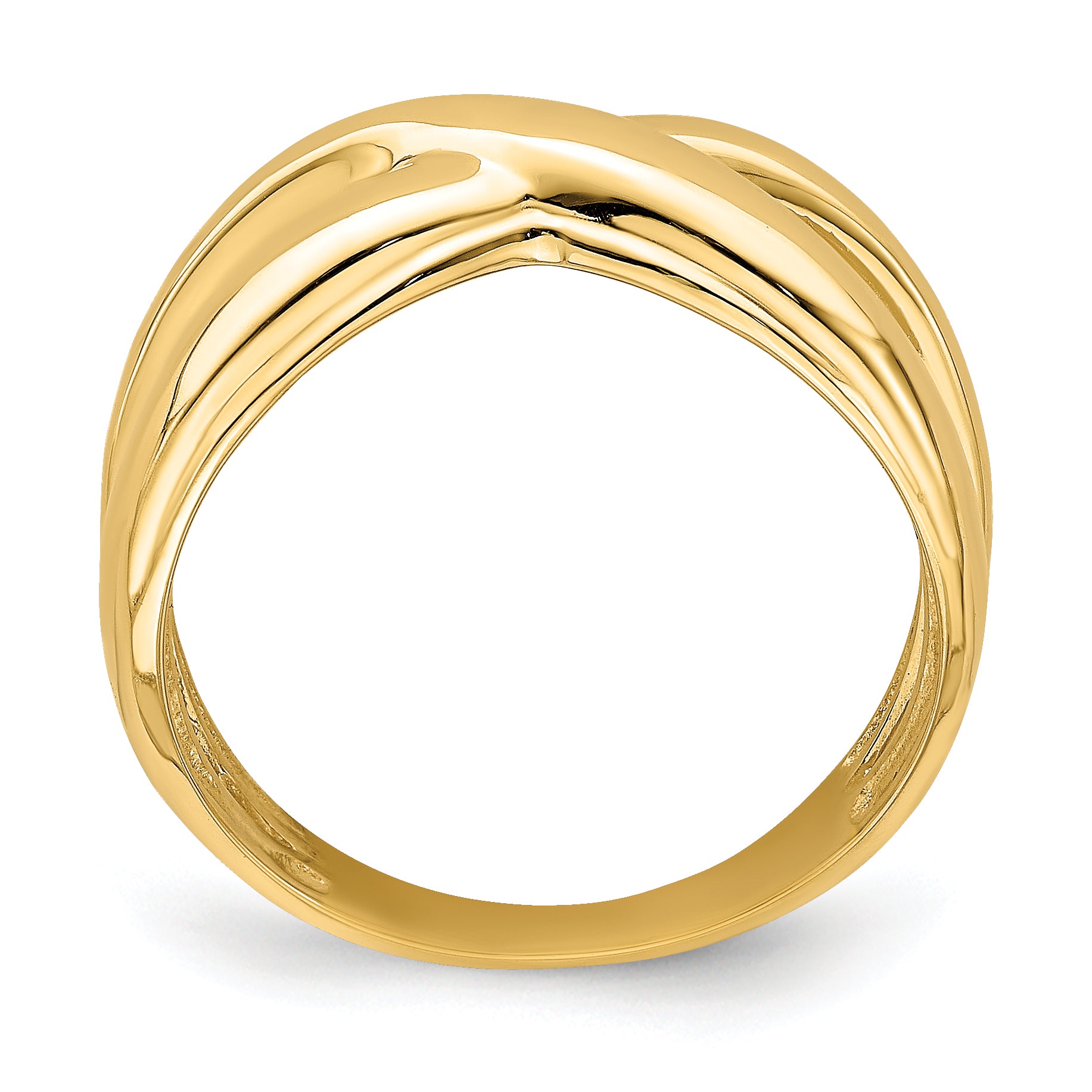 14K Polished w/ Cut Out Sides  X  Dome Ring