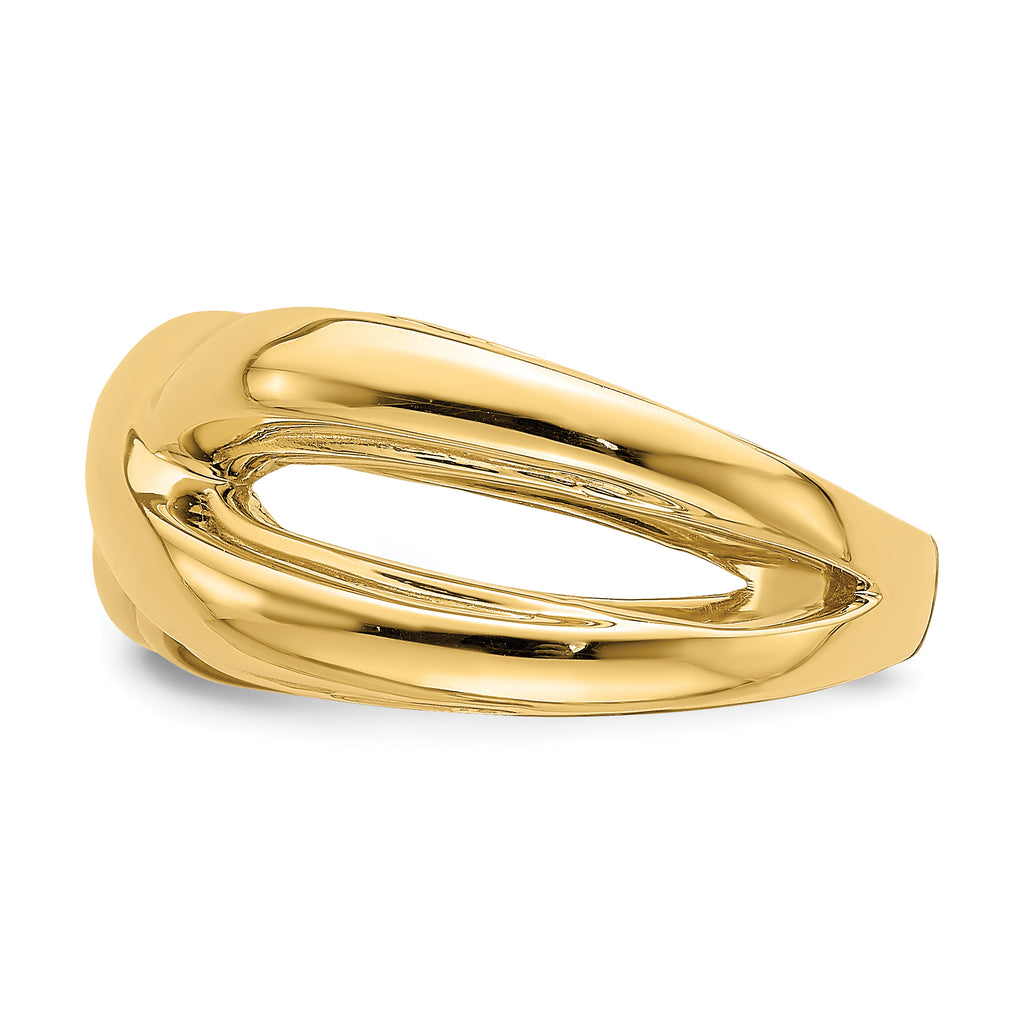 14K Polished w/ Cut Out Sides  X  Dome Ring