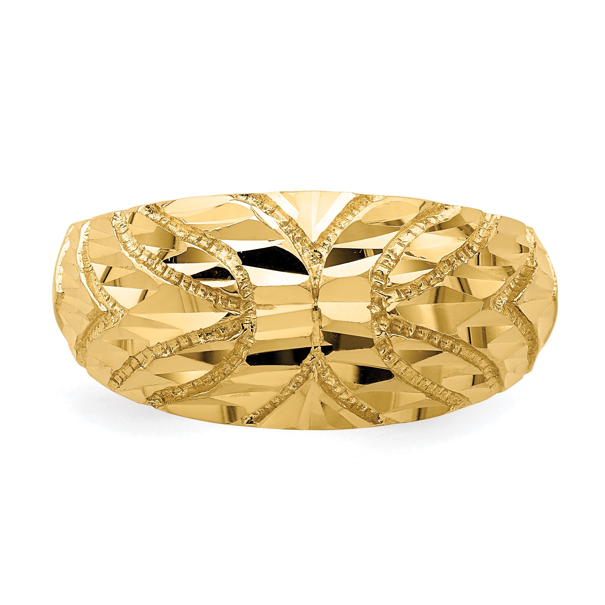 14k Fancy Diamond-cut Ring