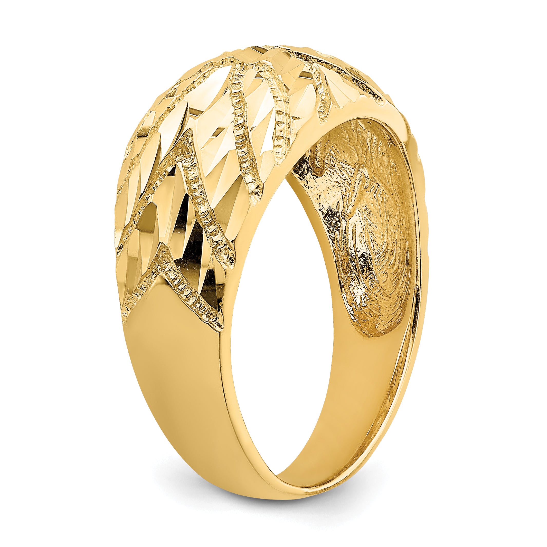 14k Fancy Diamond-cut Ring