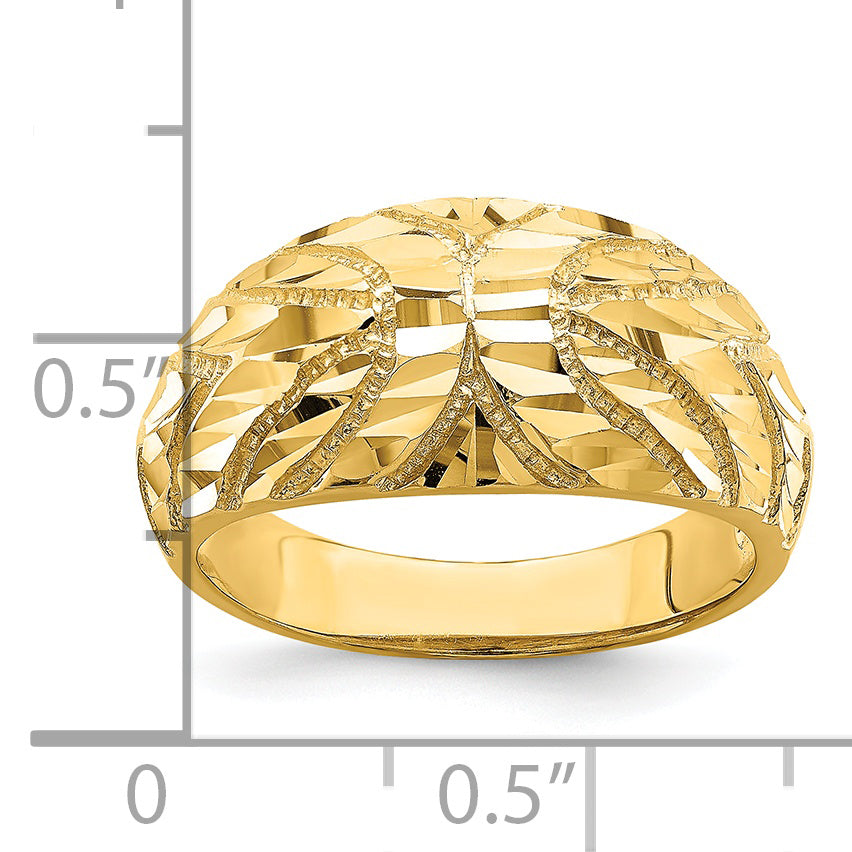14k Fancy Diamond-cut Ring