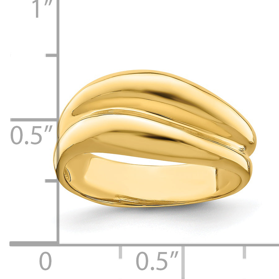 14k Polished Banded Dome Ring