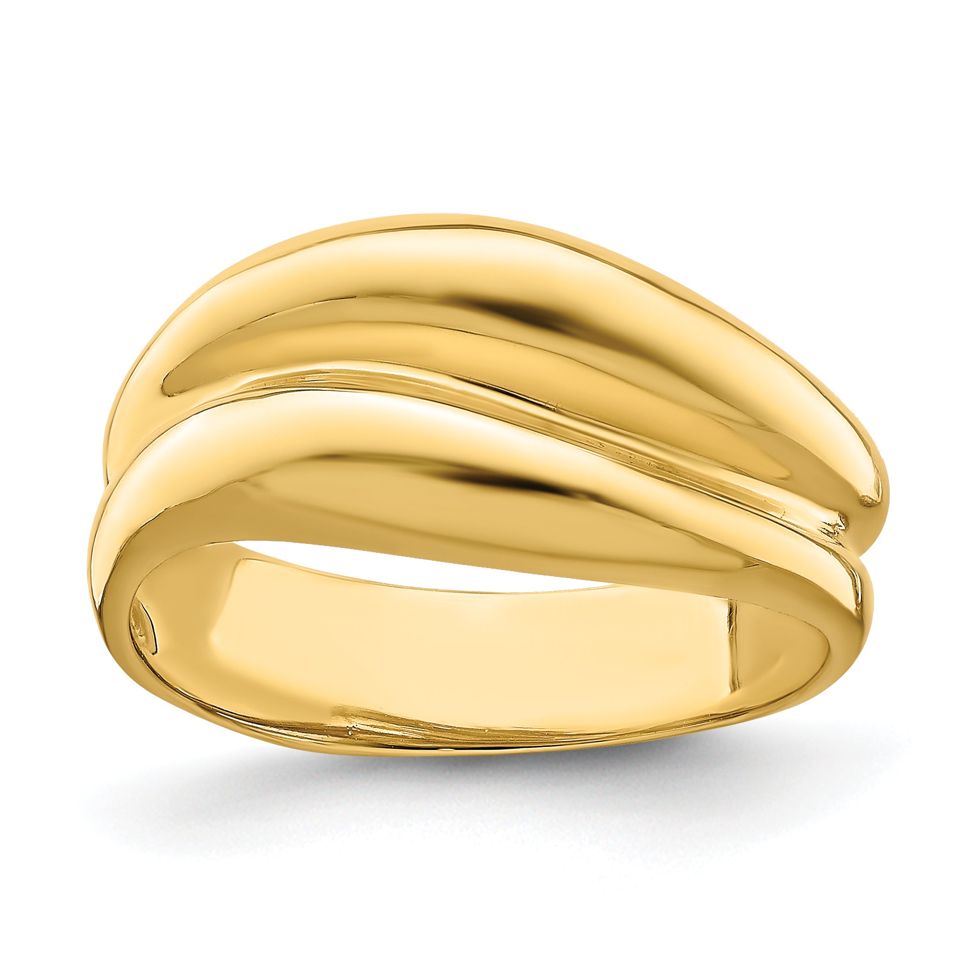 14k Polished Banded Dome Ring