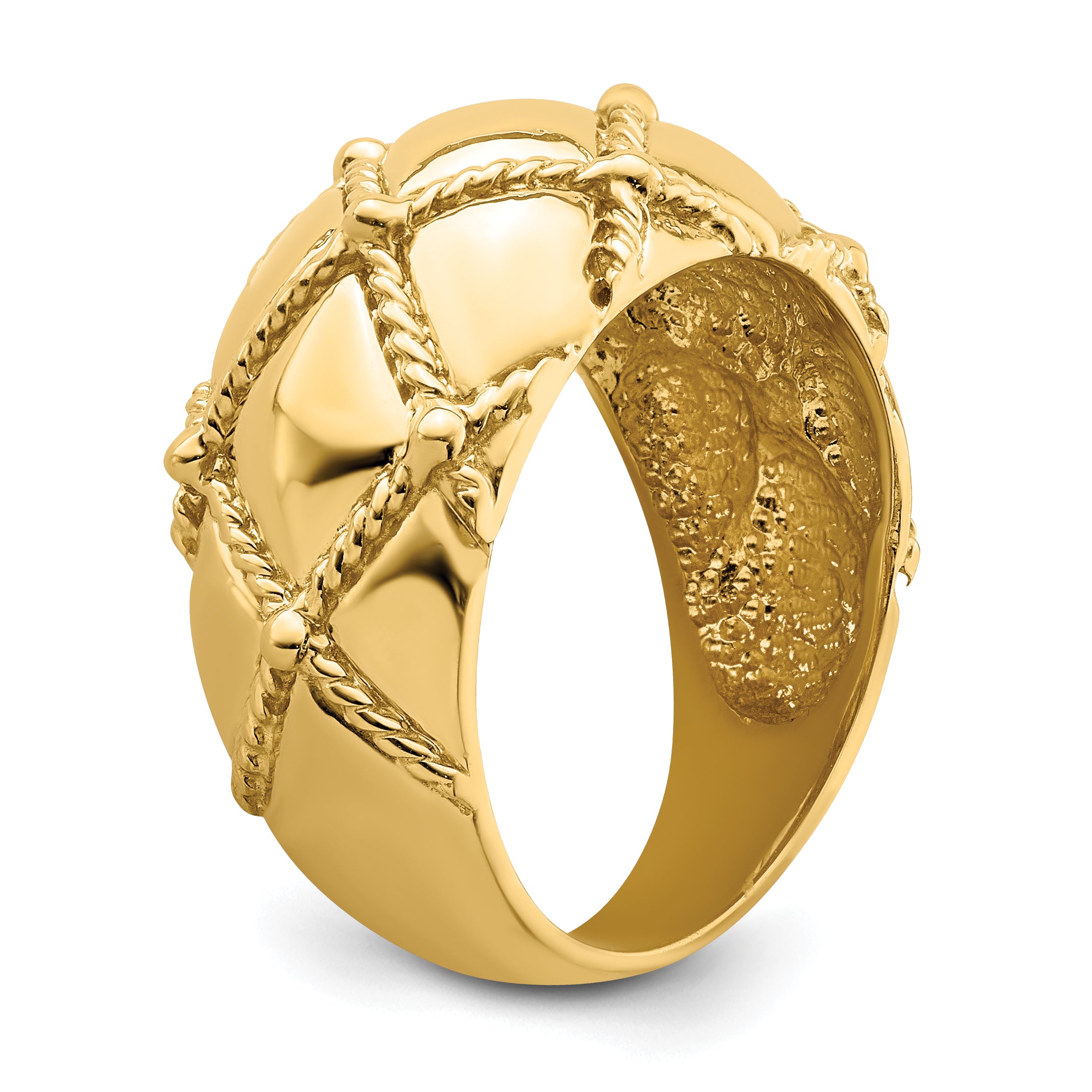 14k Quilted Rope Solid Dame Ring