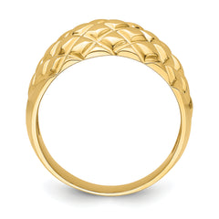 14k Polished Basket Weave Pattern Ring