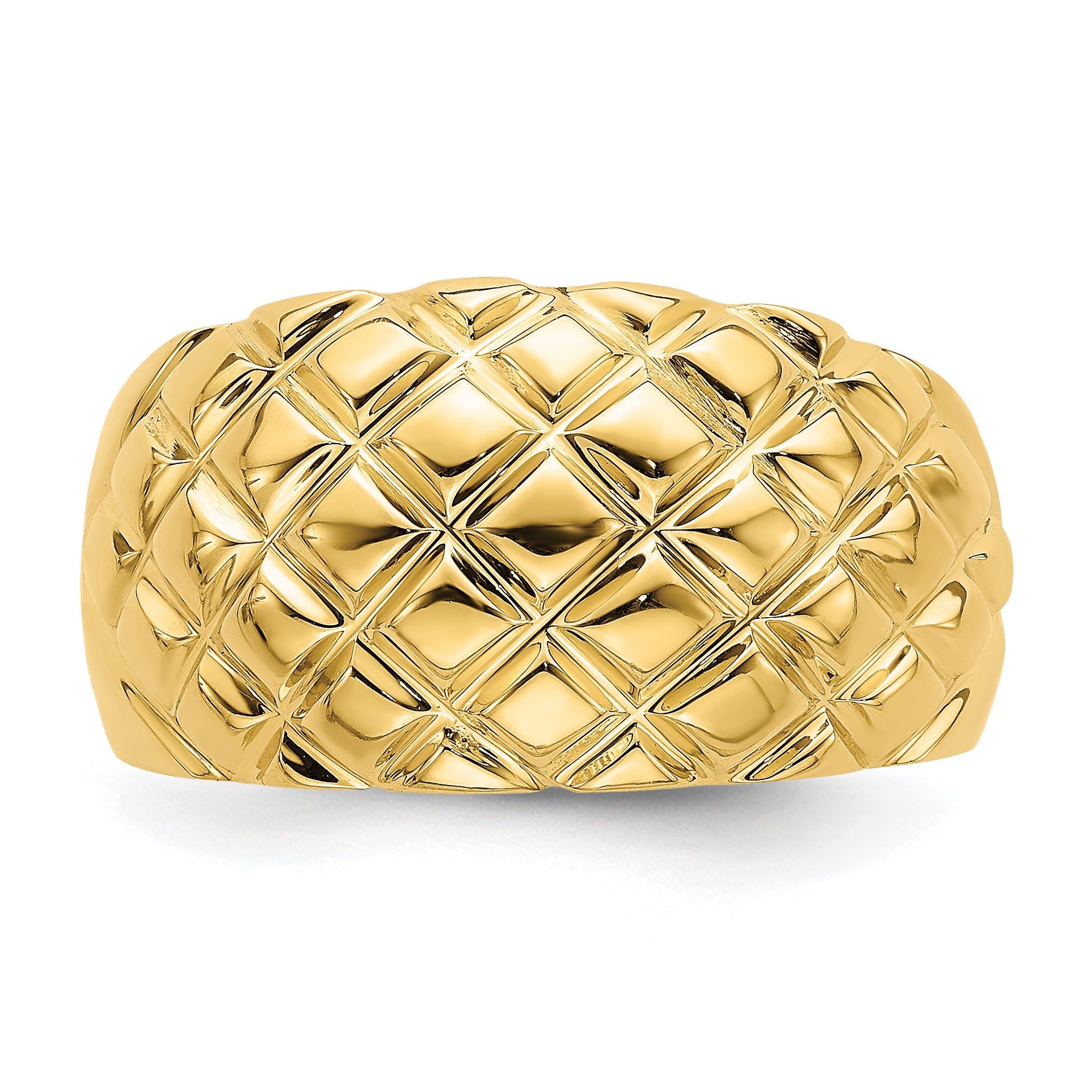 14k Polished Basket Weave Pattern Ring
