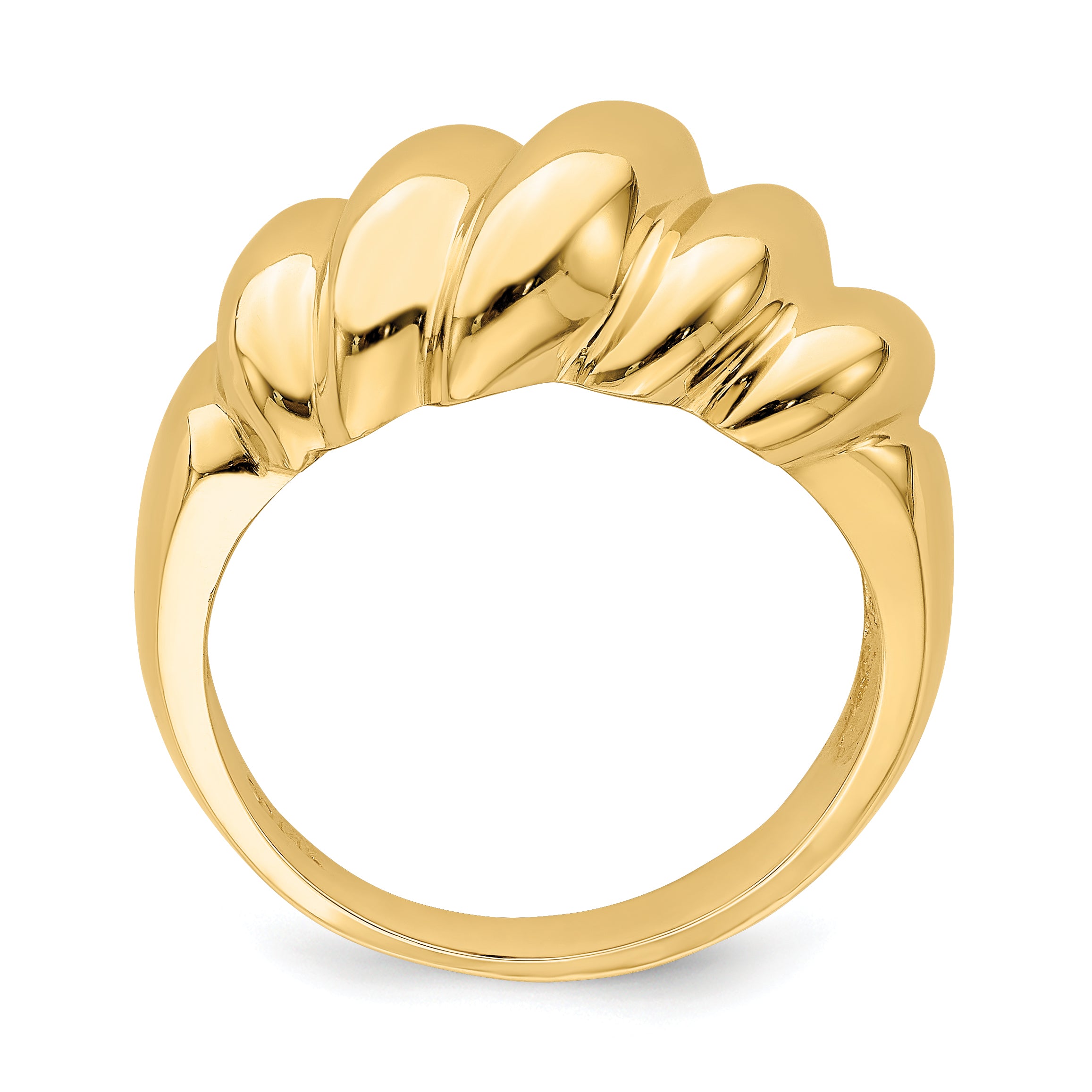 14k Polished Slanted Shrimp Dome Ring