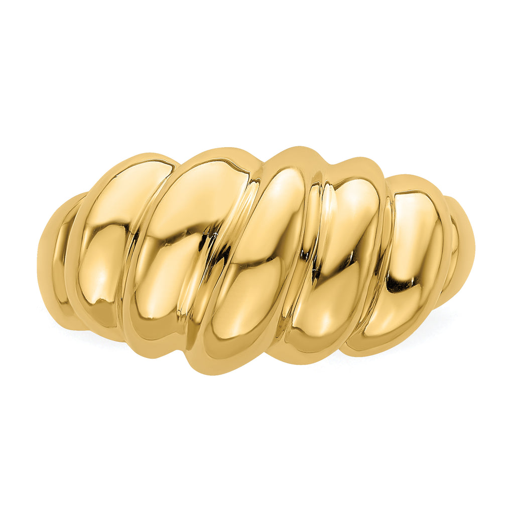 14k Polished Slanted Shrimp Dome Ring