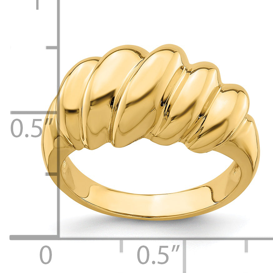 14k Polished Slanted Shrimp Dome Ring