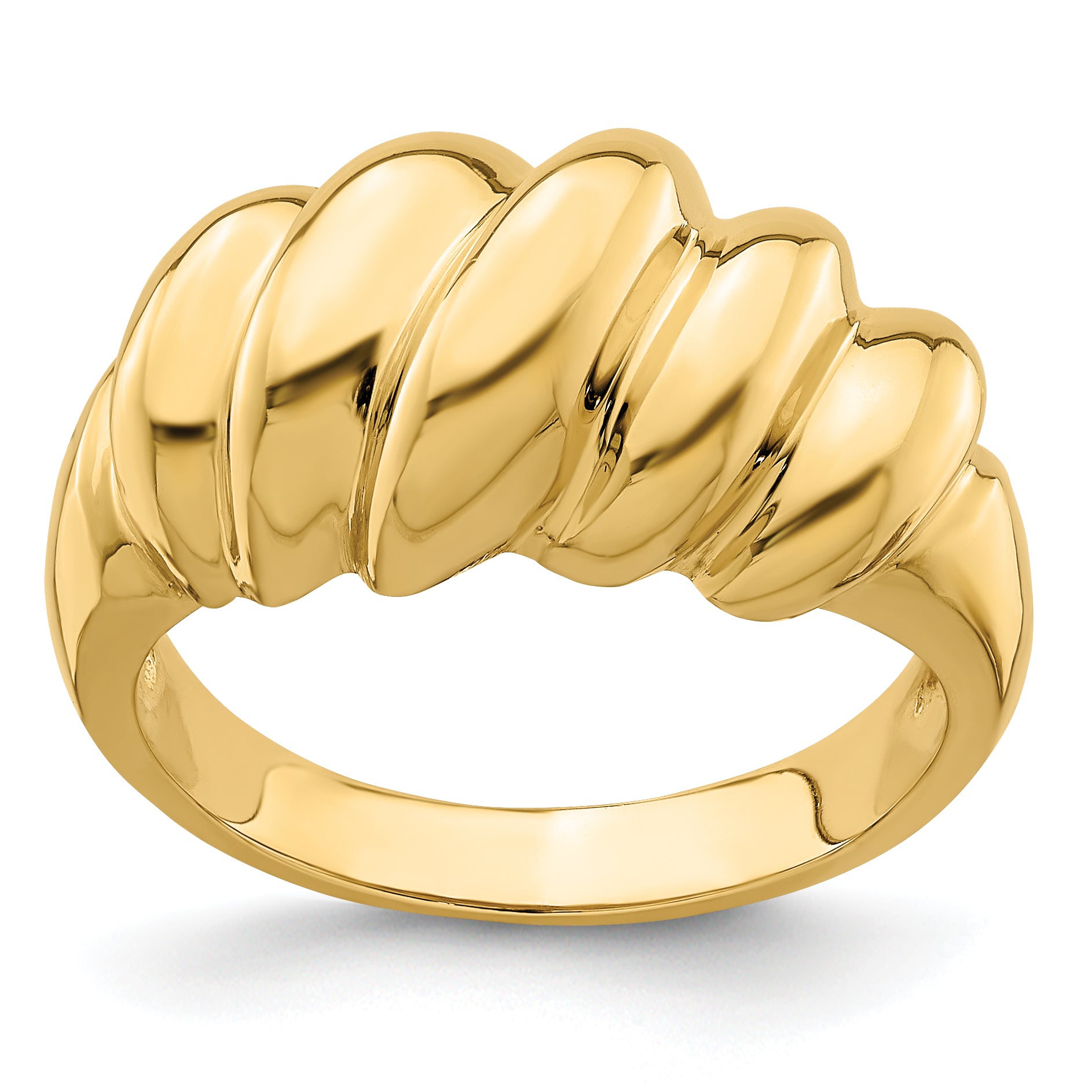 14k Polished Slanted Shrimp Dome Ring Main image