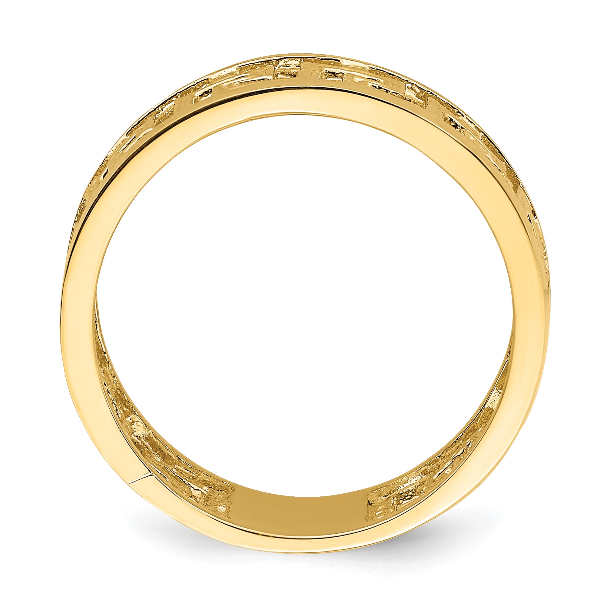 14K Polished Cut Out Greek Key Design Band Secondary image