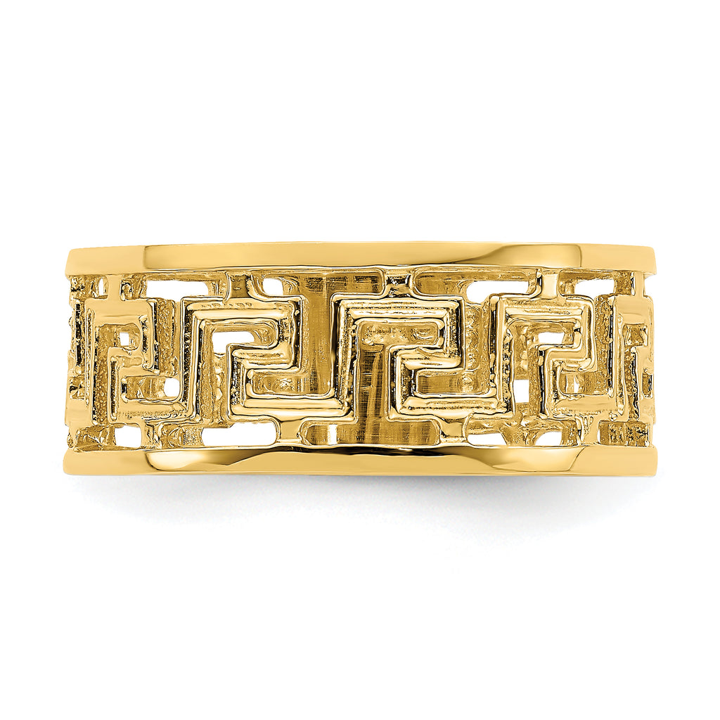 14K Polished Cut Out Greek Key Design Band