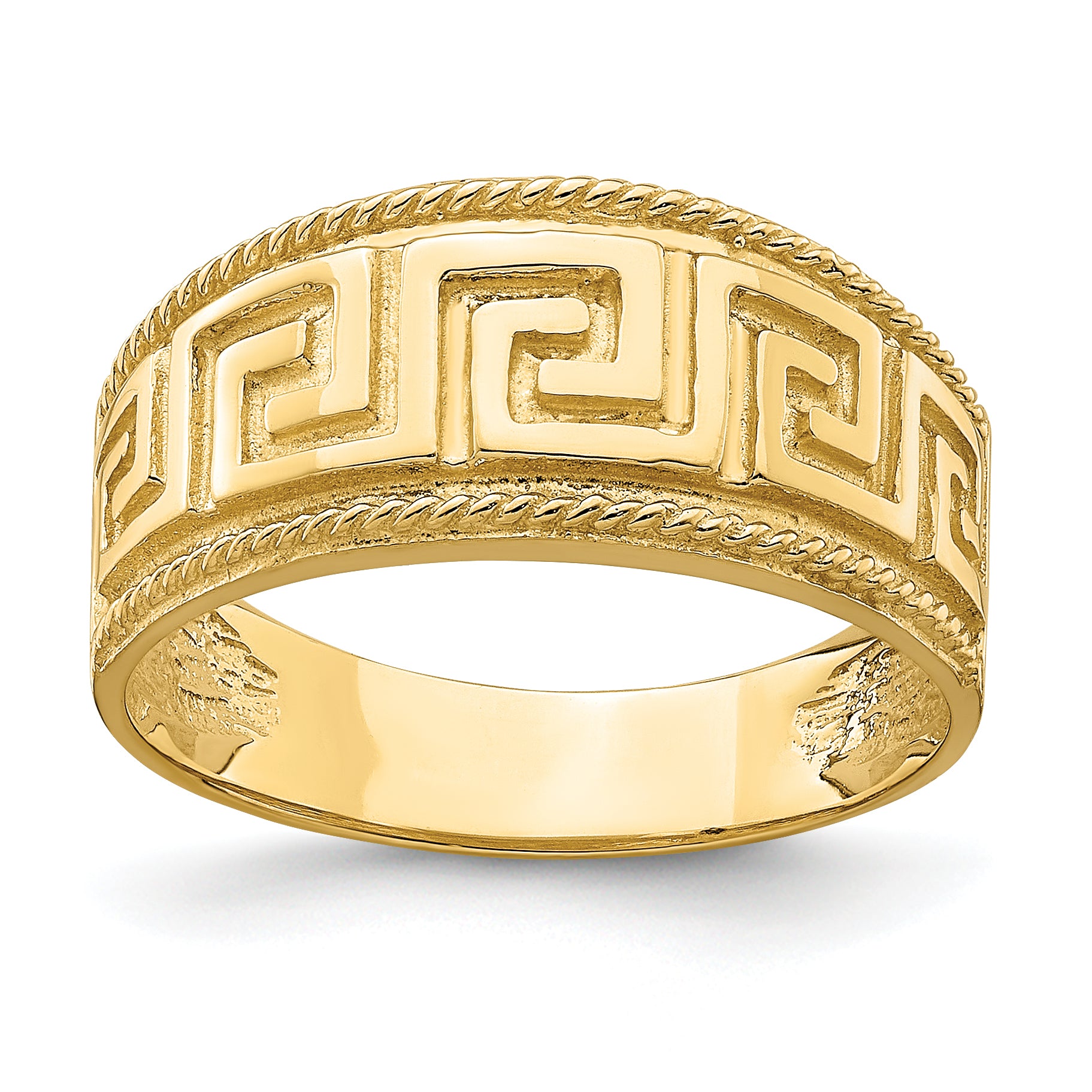 14k Greek Key Pattern Dome Ring Main image