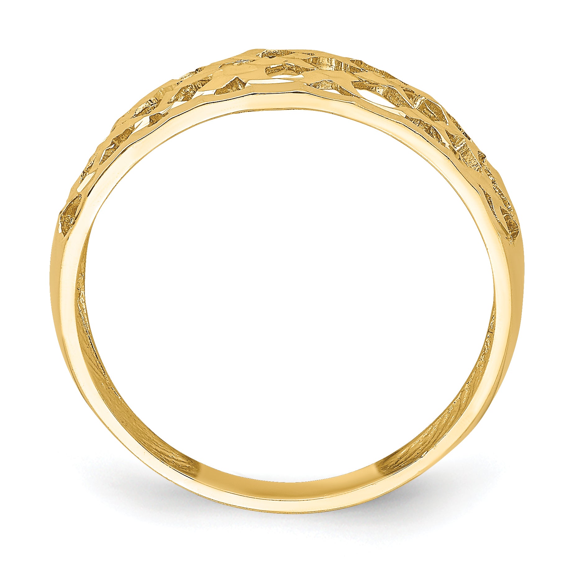 14K Solid D/C Woven Pattern Dome Ring