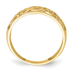 14K Solid D/C Woven Pattern Dome Ring