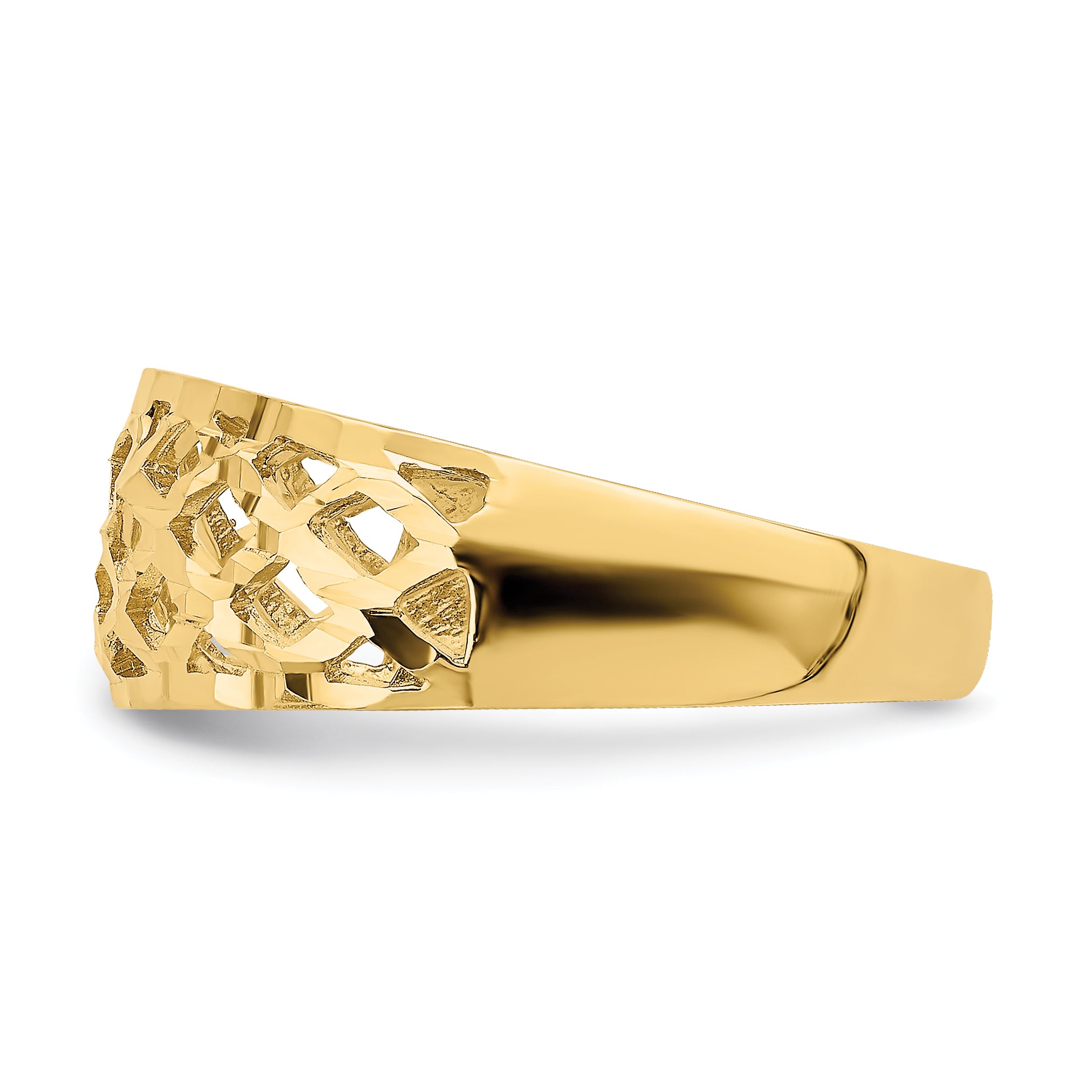14K Solid D/C Woven Pattern Dome Ring