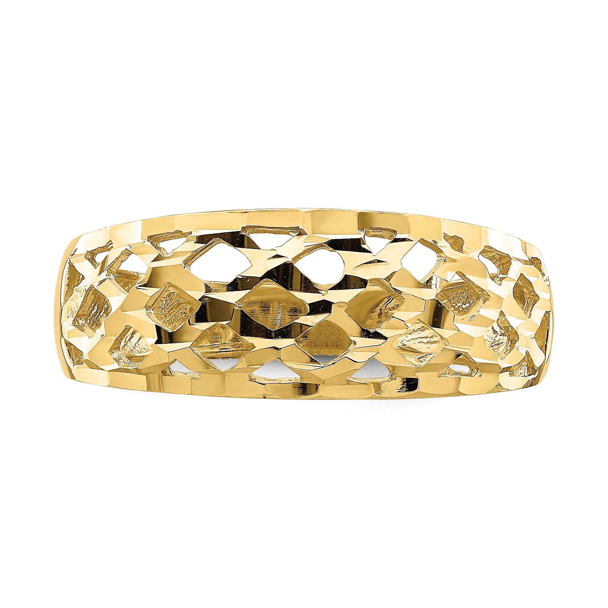 14K Solid D/C Woven Pattern Dome Ring