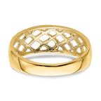14K Solid D/C Woven Pattern Dome Ring