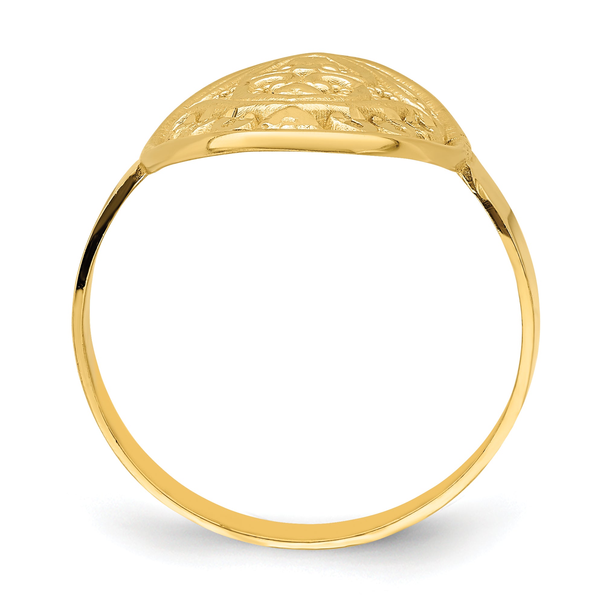 14k Oval Shield w/ Double Hearts Ring