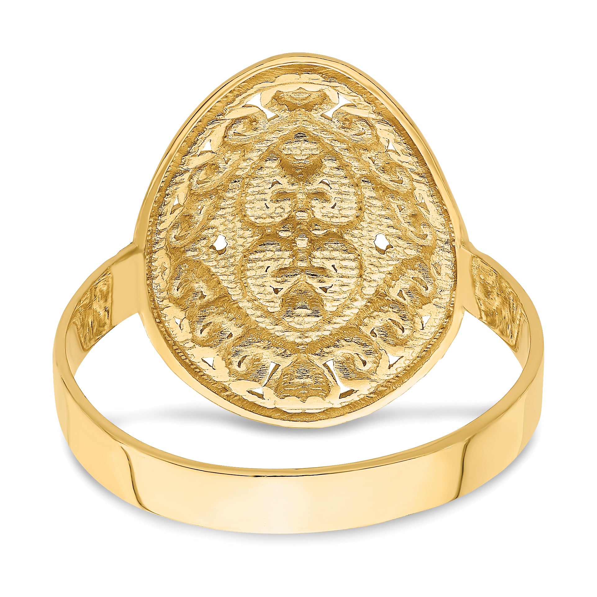 14k Oval Shield w/ Double Hearts Ring