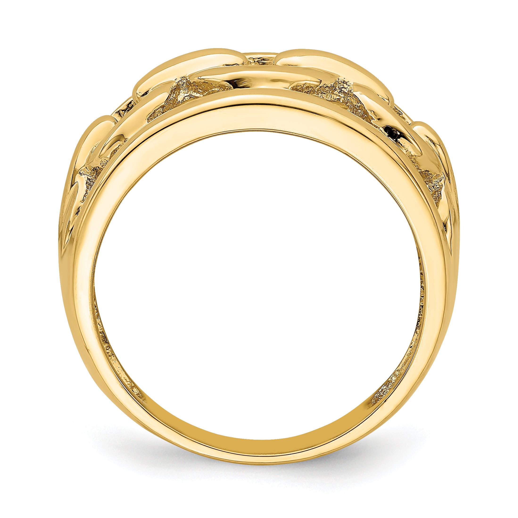 14K Polished Chain Design Inside Ring