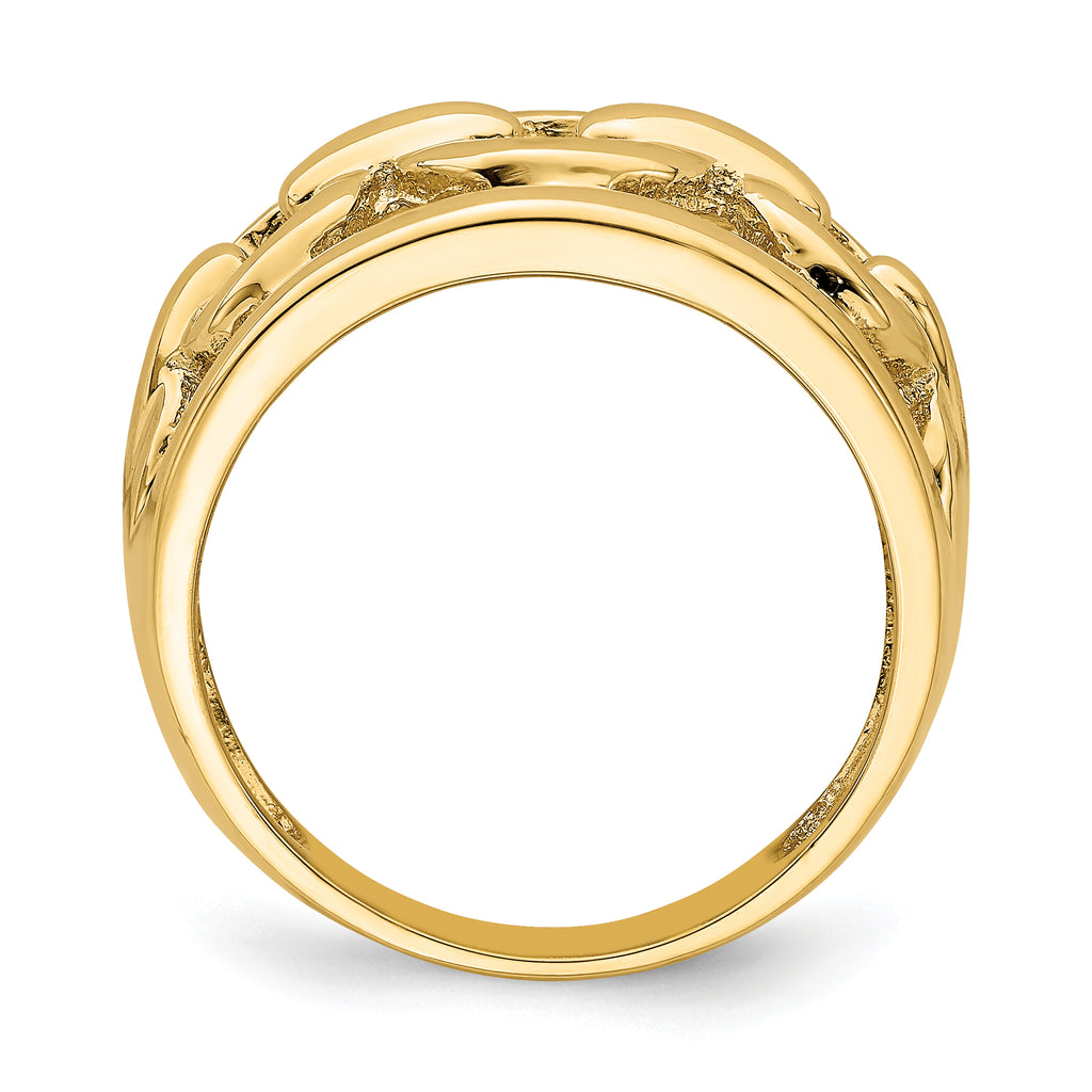 14K Polished Chain Design Inside Ring