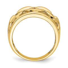 14K Polished Chain Design Inside Ring