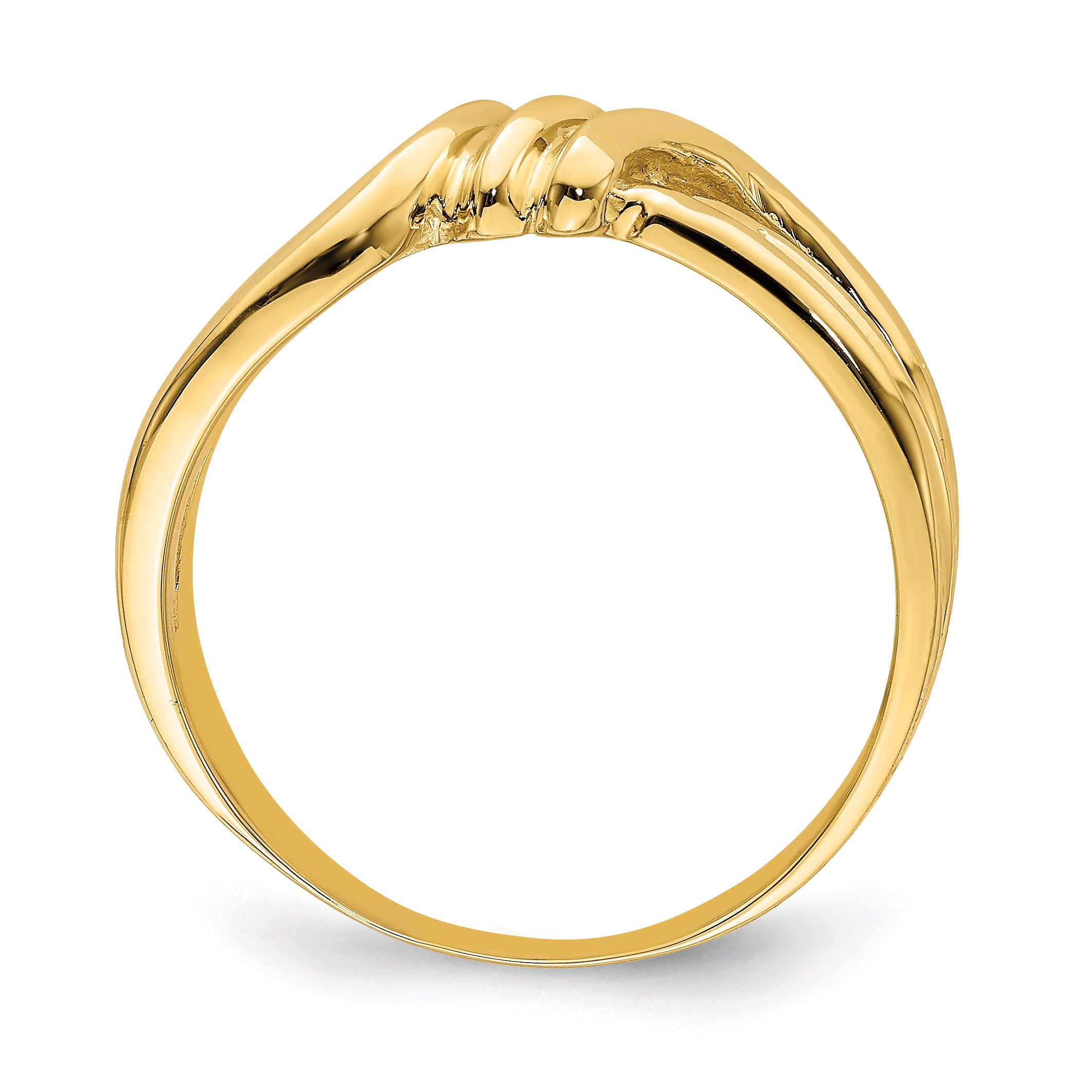 14k Polished Ribbed Band Ring