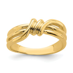 14k Polished Ribbed Band Ring