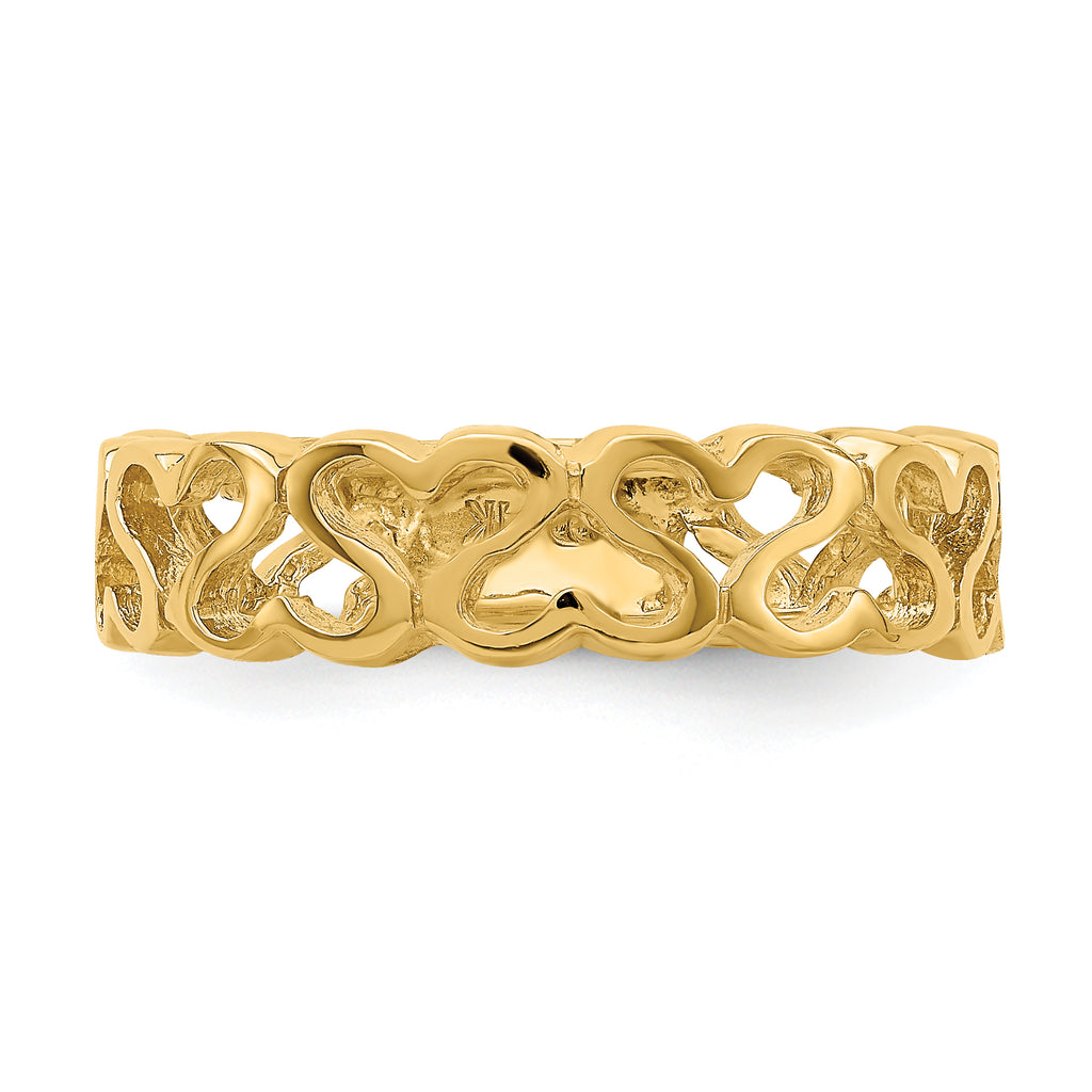 14k Polished Heart Band