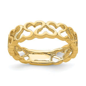 Hearts Band in 14K Yellow Gold, Size 7 - Sophia Jewelers
