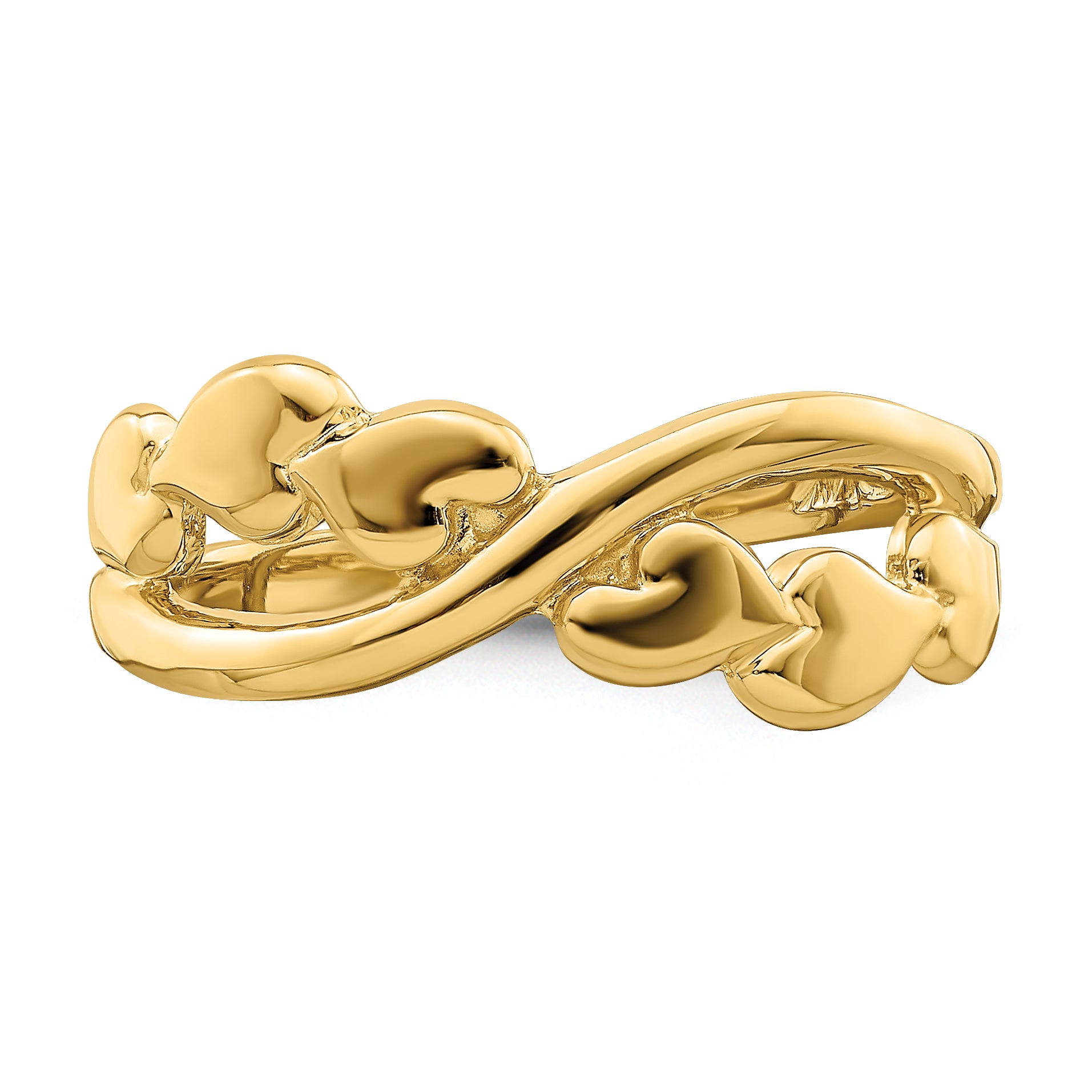 14k Polished w/ X Design Heart Band