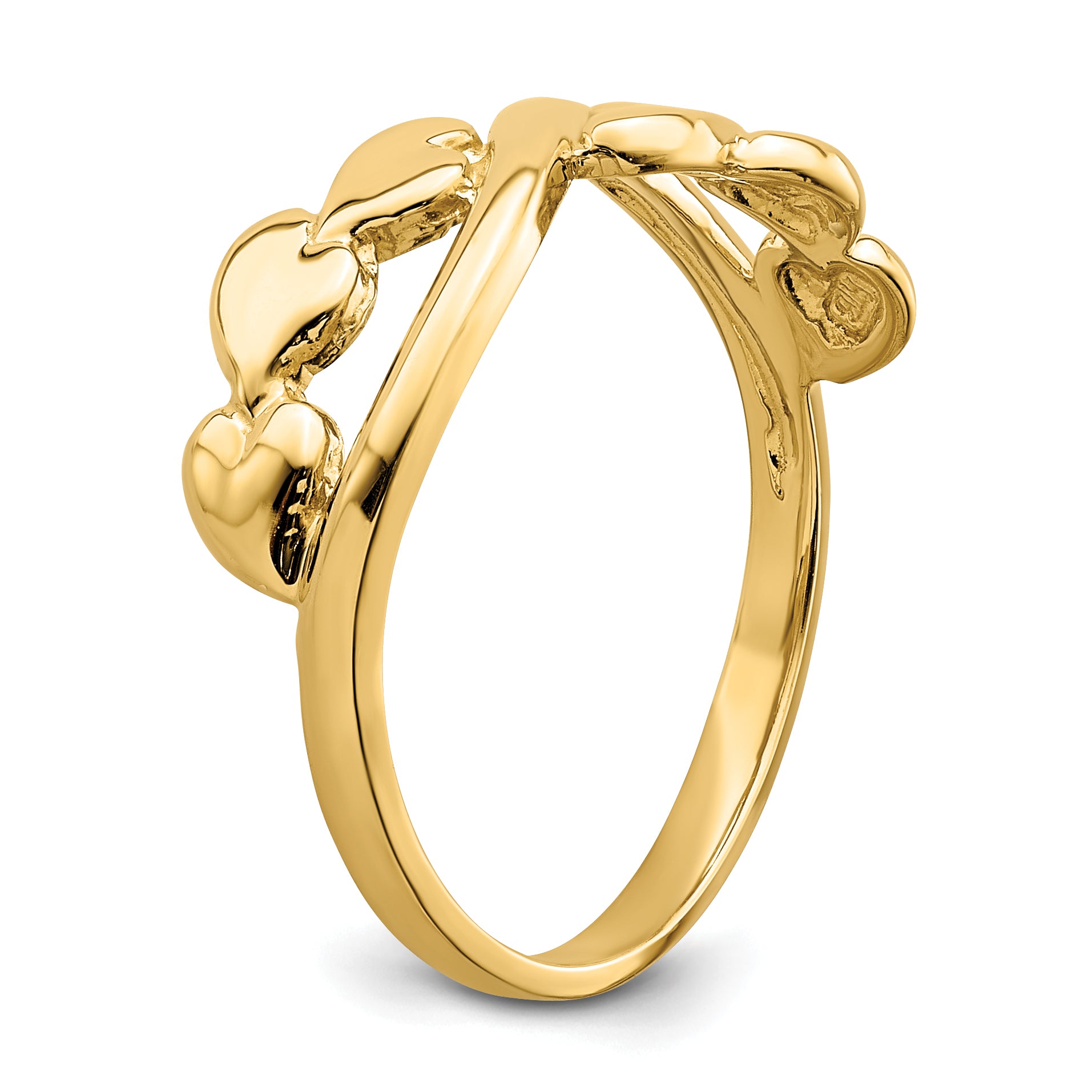 14k Polished w/ X Design Heart Band