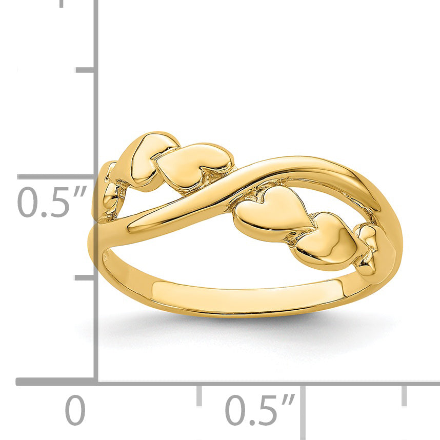 14k Polished w/ X Design Heart Band