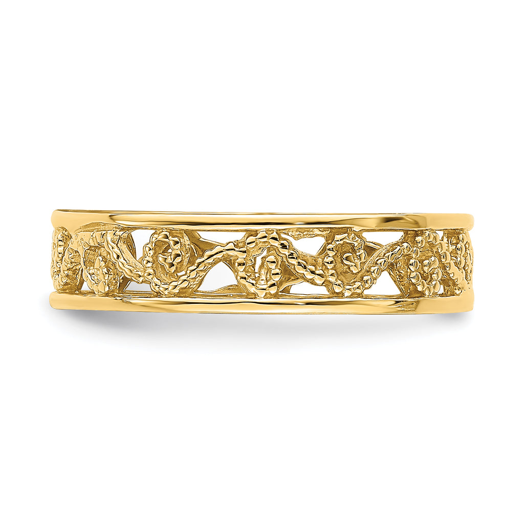 14k Beaded Scroll Cut-Out Band Child's Ring