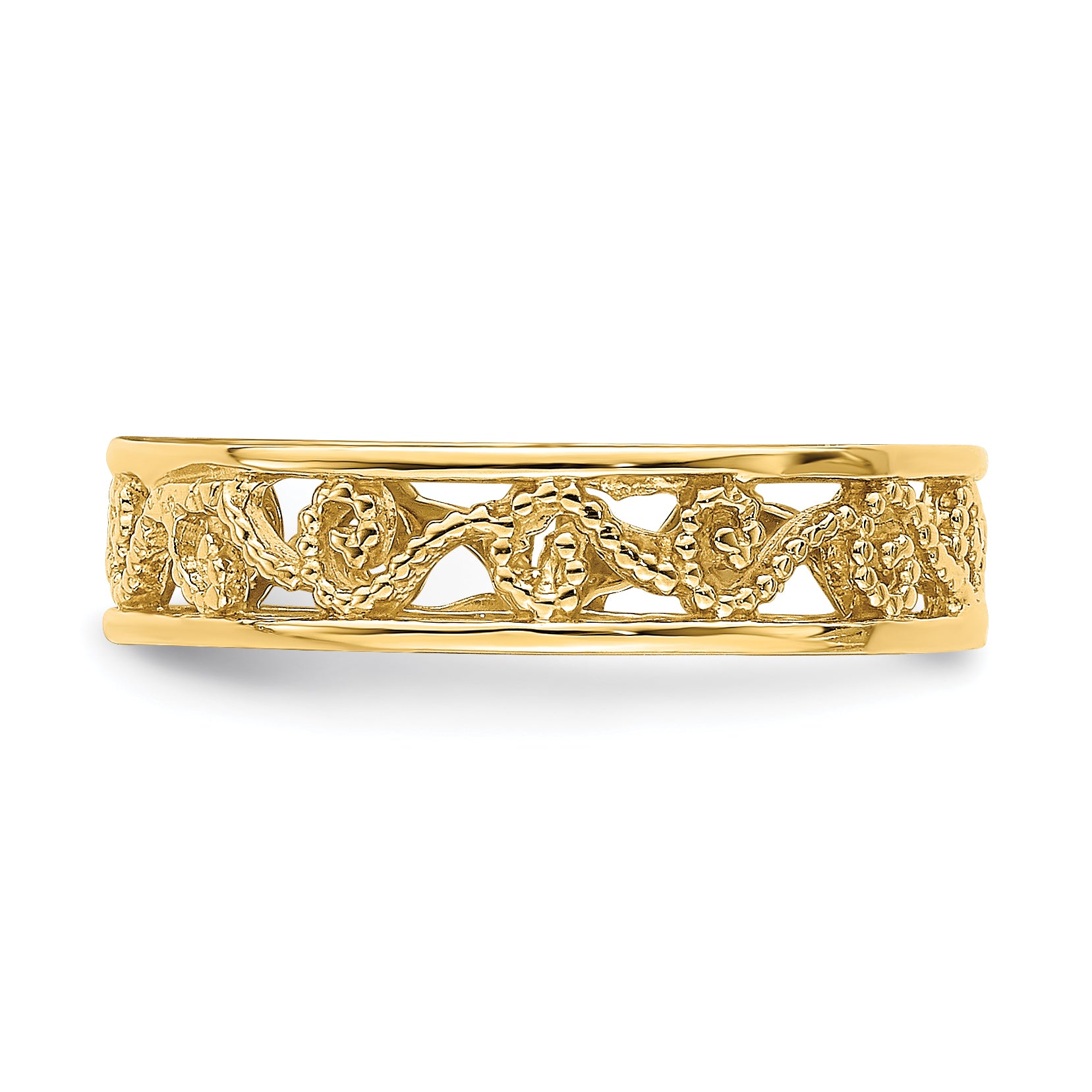 14k Beaded Scroll Cut-Out Band Child's Ring