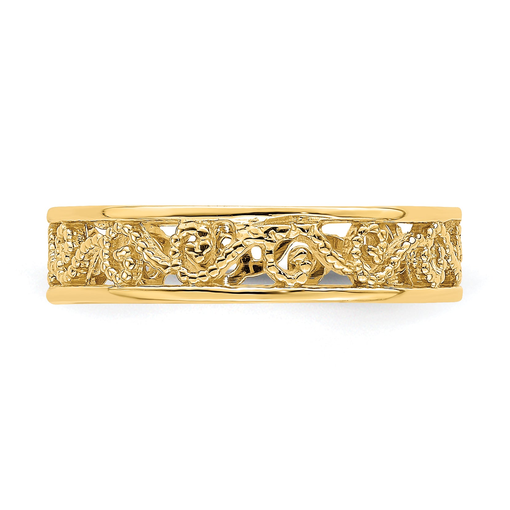 14k Beaded Scroll Cut-Out Band Child's Ring