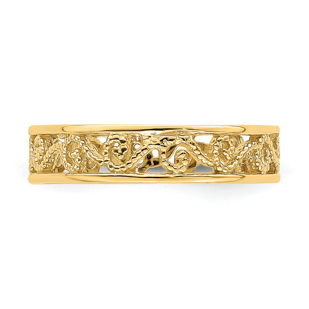 14k Beaded Scroll Cut-Out Band Child's Ring