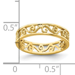 14k Beaded Scroll Cut-Out Band Child's Ring