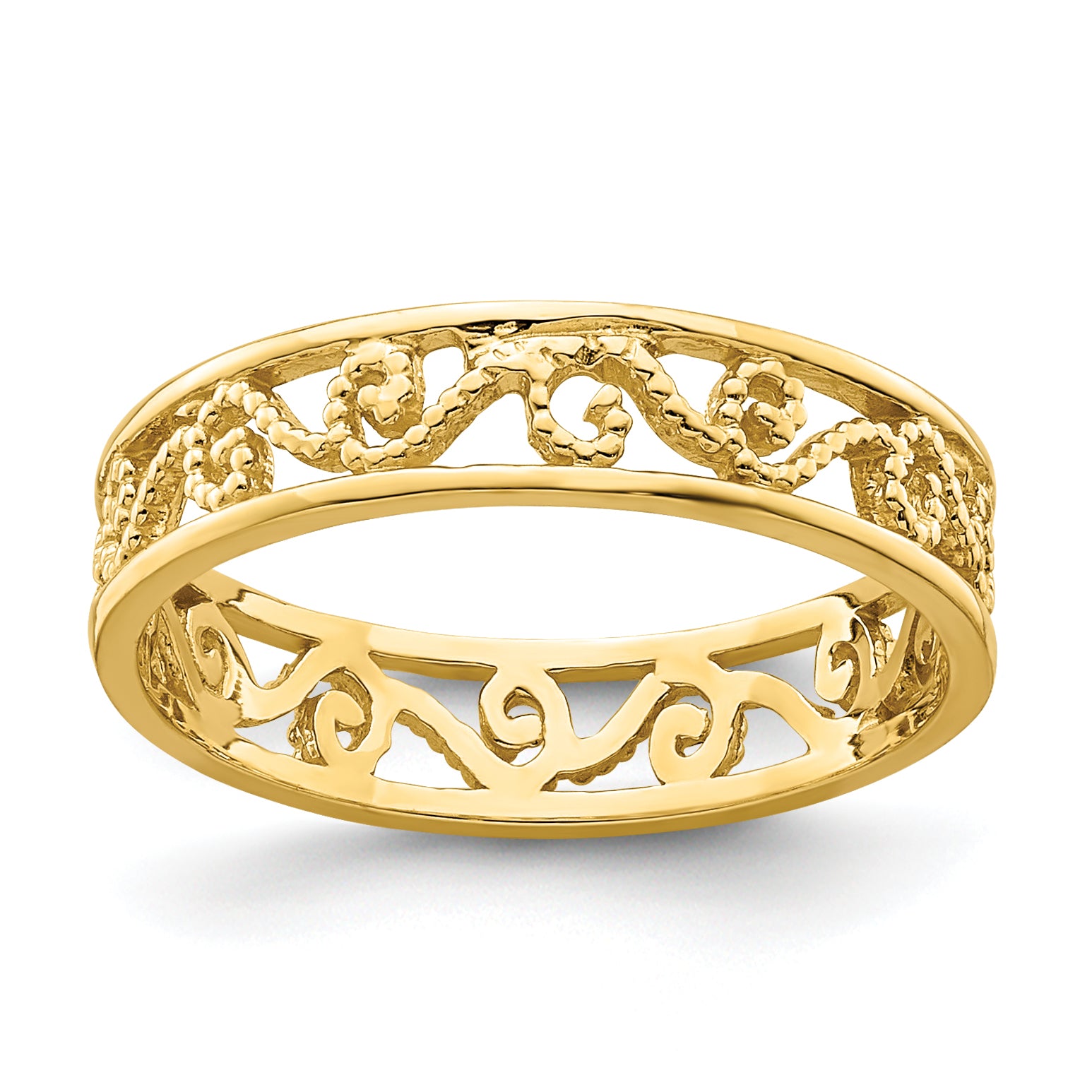 14k Beaded Scroll Cut-Out Band Child's Ring