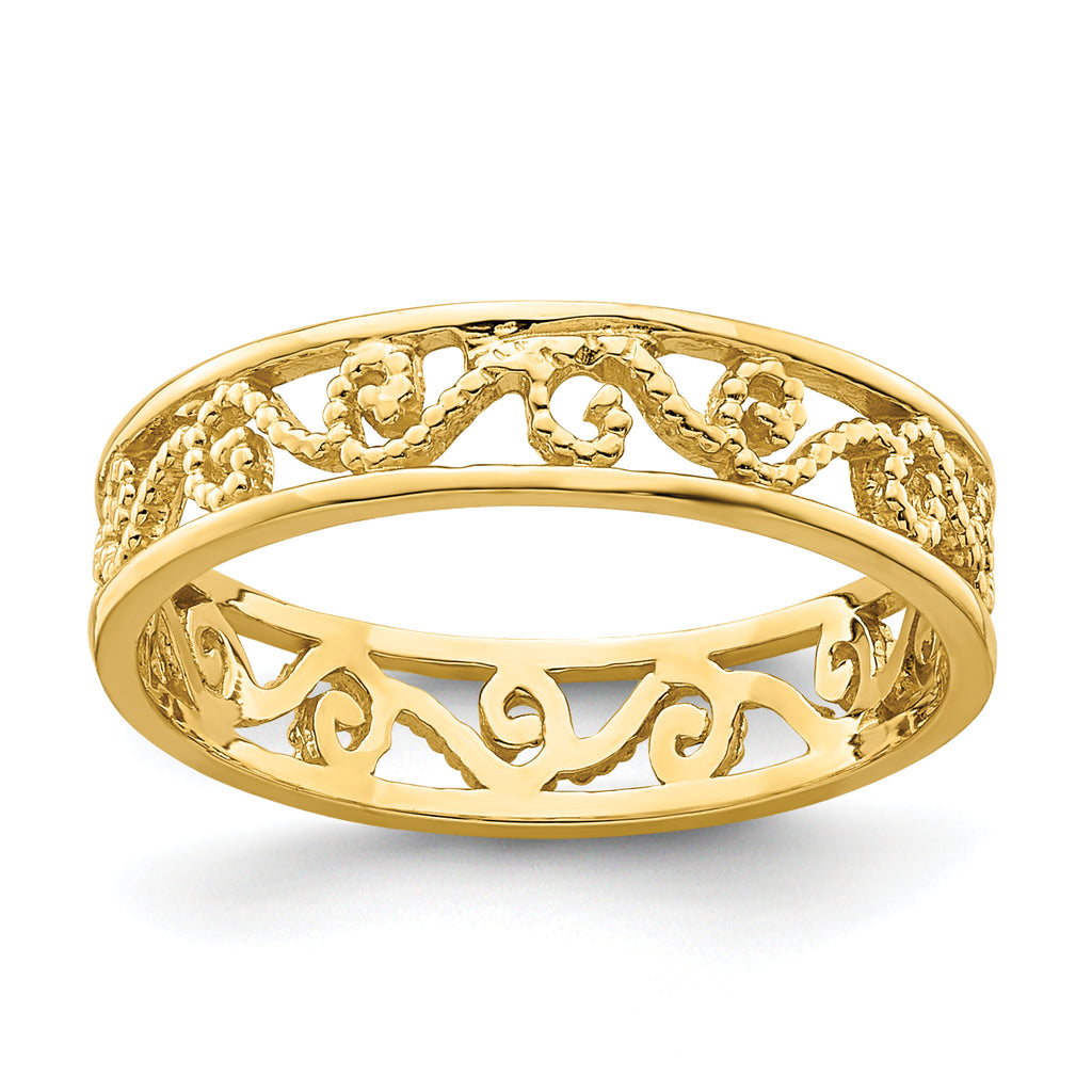 14k Beaded Scroll Cut-Out Band Child's Ring