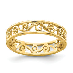 14k Beaded Scroll Cut-Out Band Child's Ring