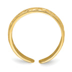 14k Adjustable Flower w/ Leaf Trim Toe Ring