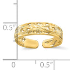 14k Adjustable Flower w/ Leaf Trim Toe Ring