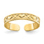 14K Small X and Hearts Adjustable Toe Ring