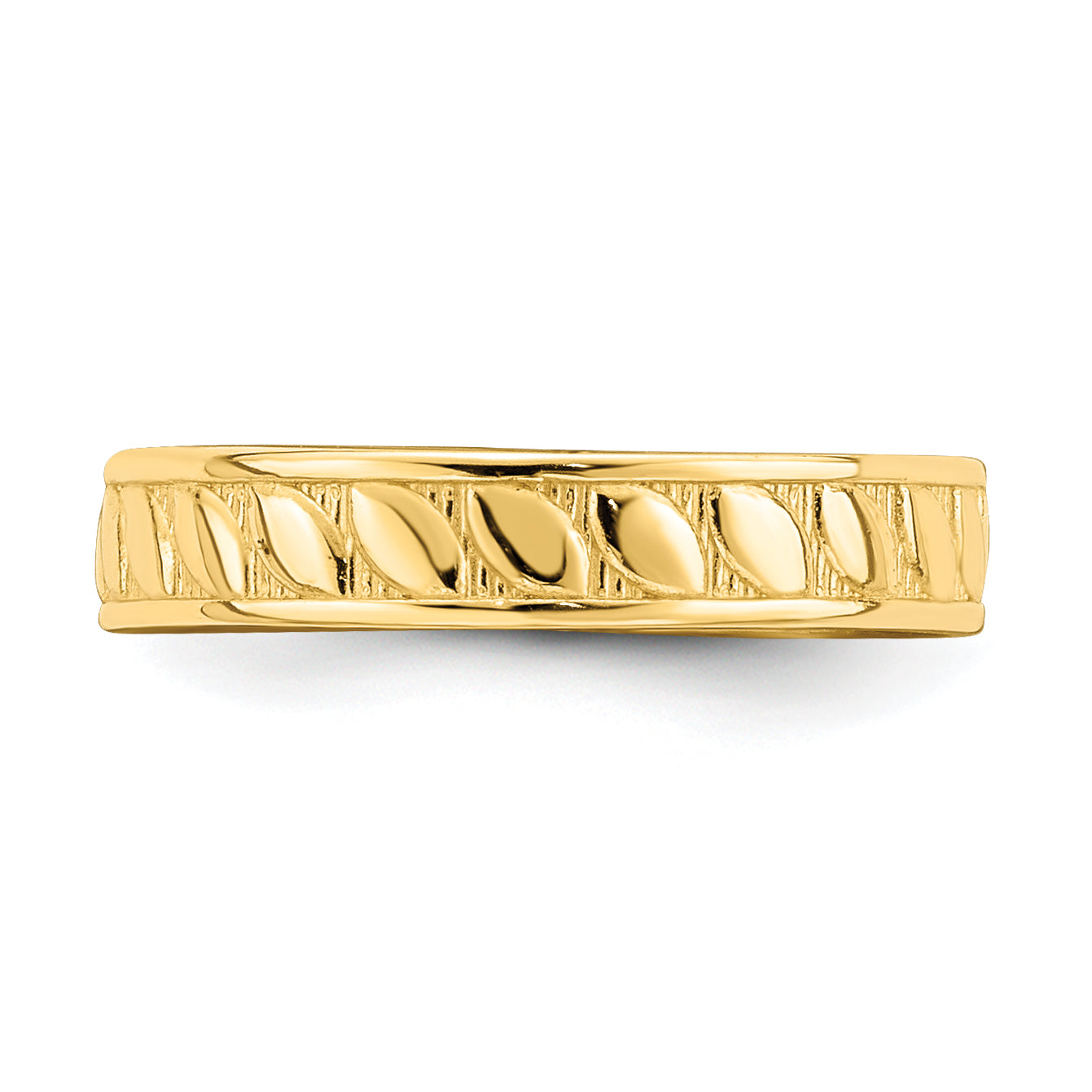 14k Adjustable Leaf Engraved Design Toe Ring