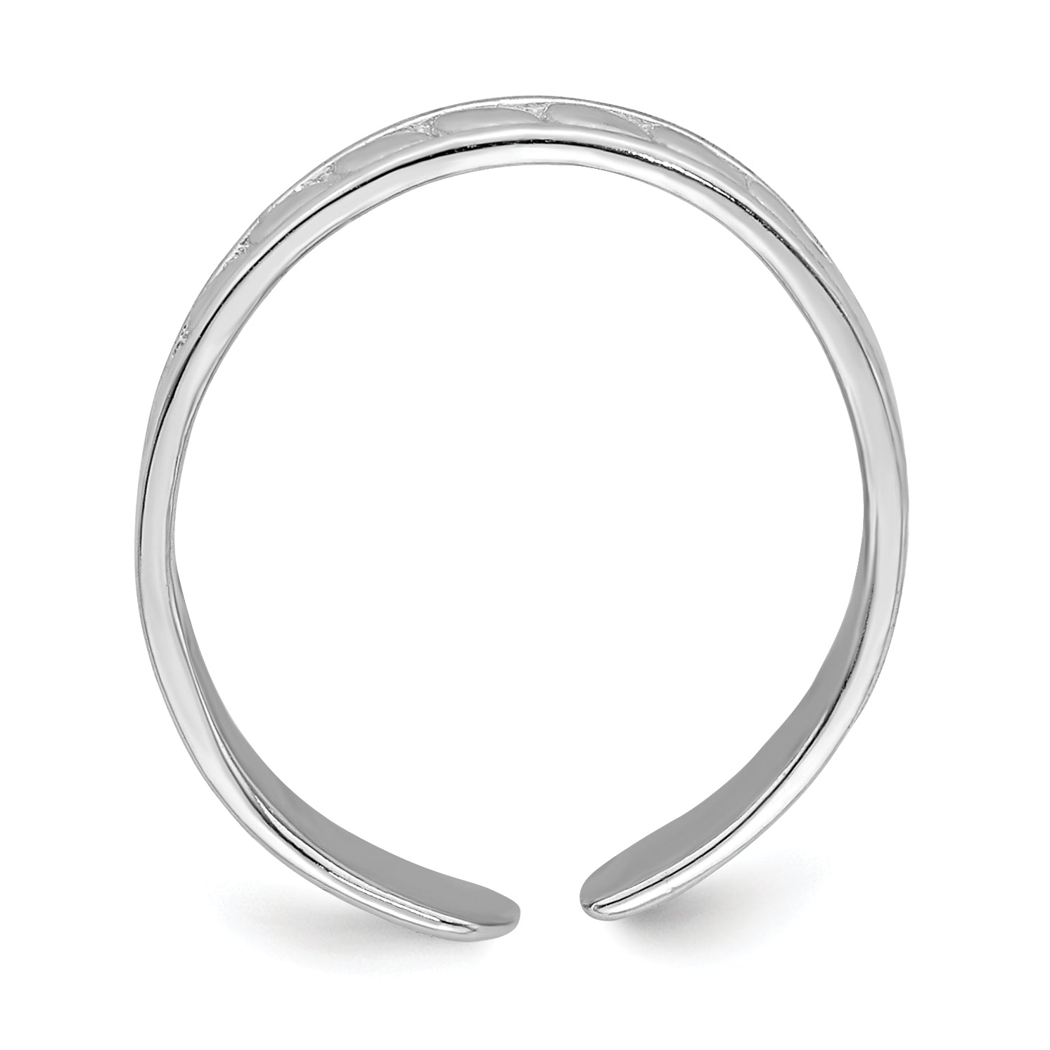 14k White Gold Adjustable Leaf Engraved Design Toe Ring Secondary image